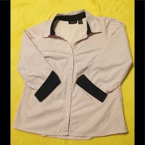 At Last Button Down Shirt pink w/black pin stripe
